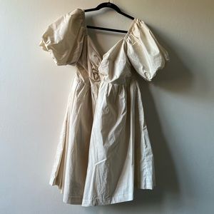 Off White knotted front poplin dress